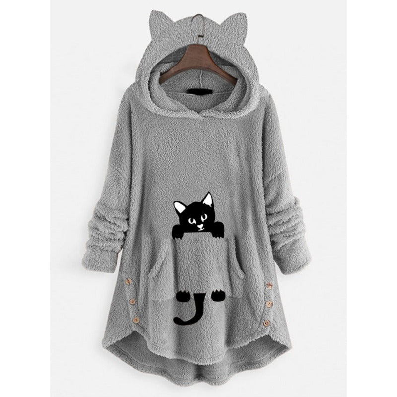 Women's Cat Ears Hooded Long-sleeved Coat