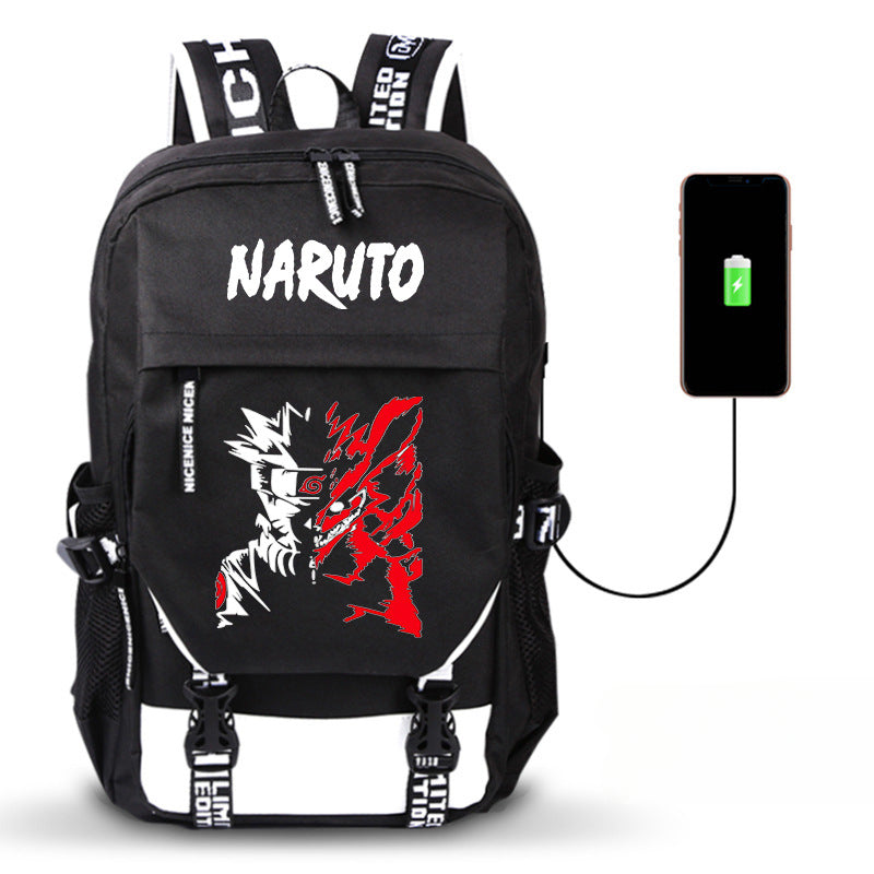 Trendy Anime Pattern Printed Black Backpack