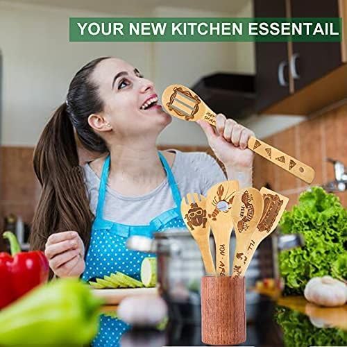 5 Piece Friends Wooden Spoons for Cooking