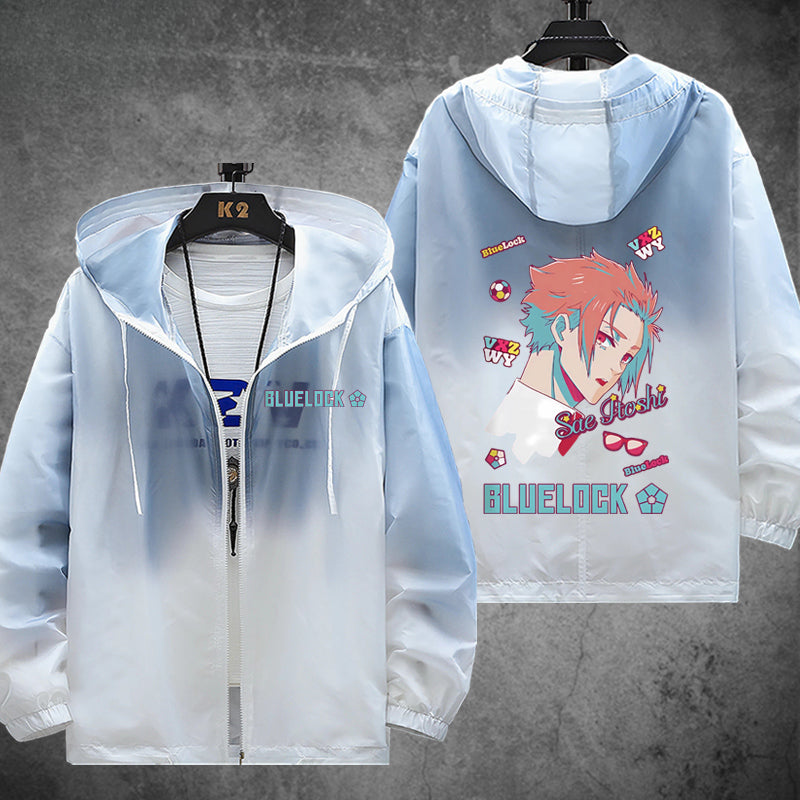Unisex Anime Print Zipper Sunscreen Thin Jacket