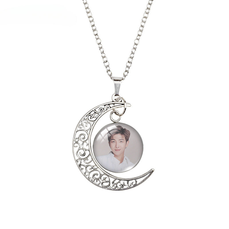 Kpop Moon Time Gem Necklace