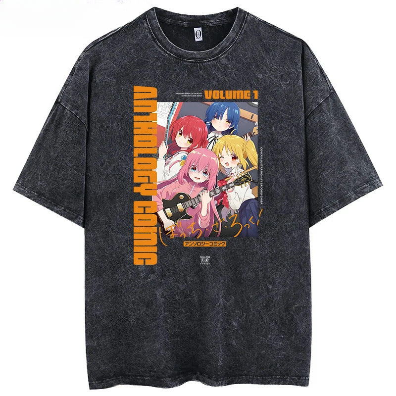 Vintage Anime Washed Short-sleeved T-shirt