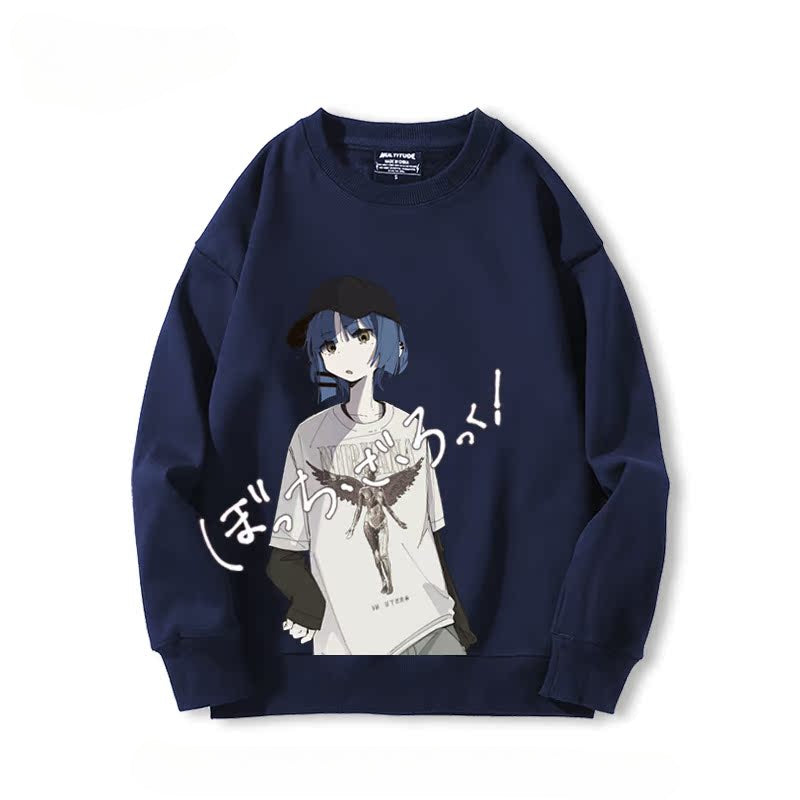 Casual Anime Graphic Crew Neck Sweatshirt
