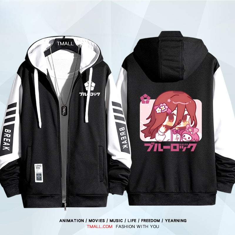 Unisex Anime Pattern Zip Up Casual Hoodie