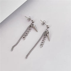 Heeseung Cone Chain Titanium Steel Earrings Earclips