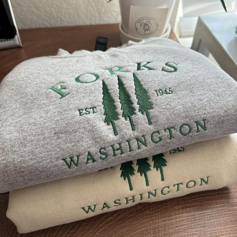 Forks Washington Embroidered Unisex Sweatshirt