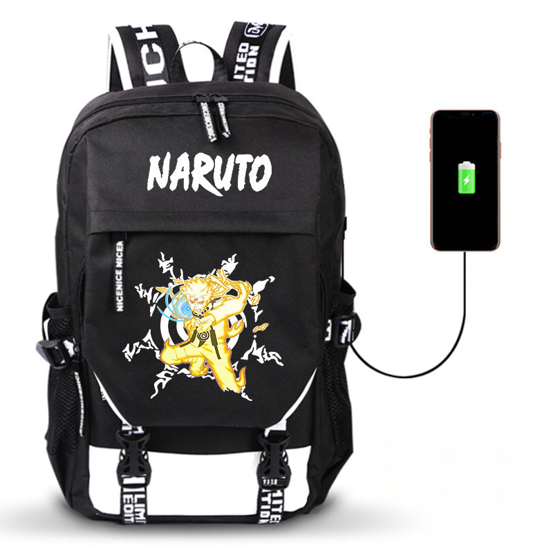 Trendy Anime Pattern Printed Black Backpack