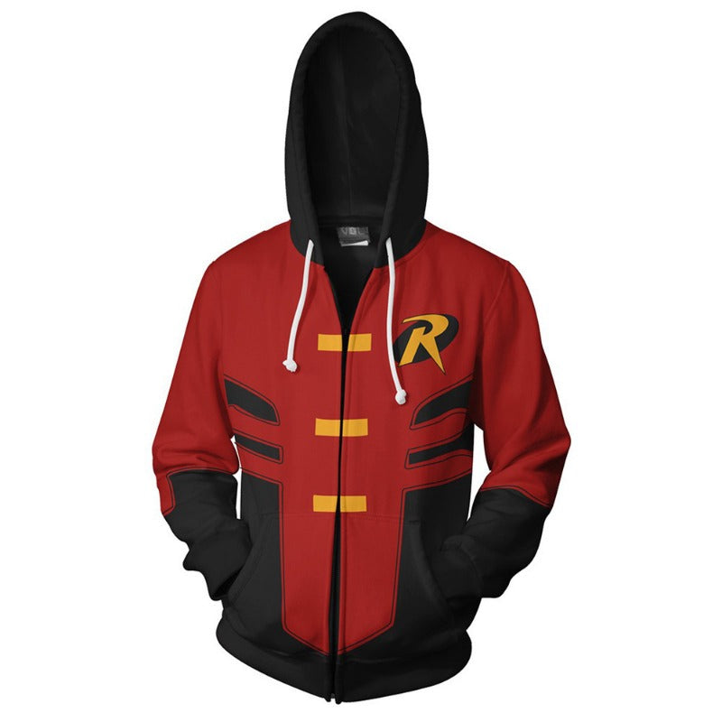 Unisex Nightwing Digital Print Cosplay Zip Up Hoodie