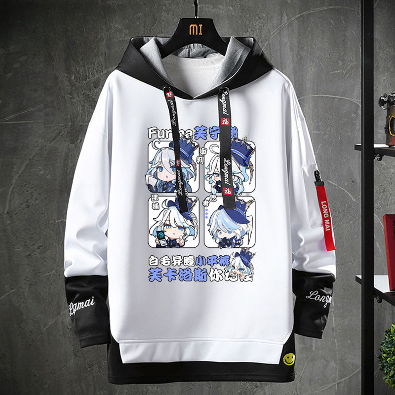 Unisex Game Furina Fake Two-piece Hoodie