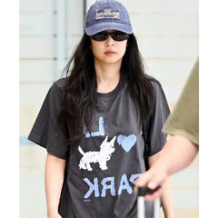 Jennie Same Gray Short-sleeved T-shirt Top