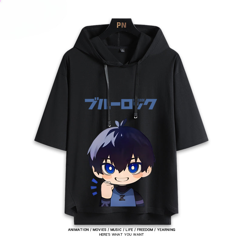 Unisex Anime Cos Short Sleeve Hooded T-Shirt