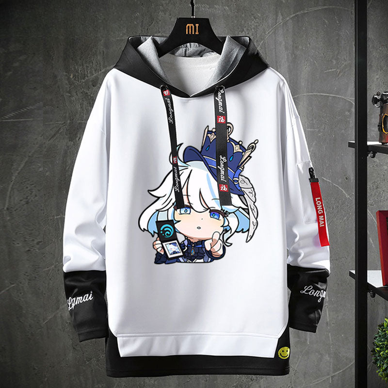 Unisex Game Furina Fake Two-piece Hoodie