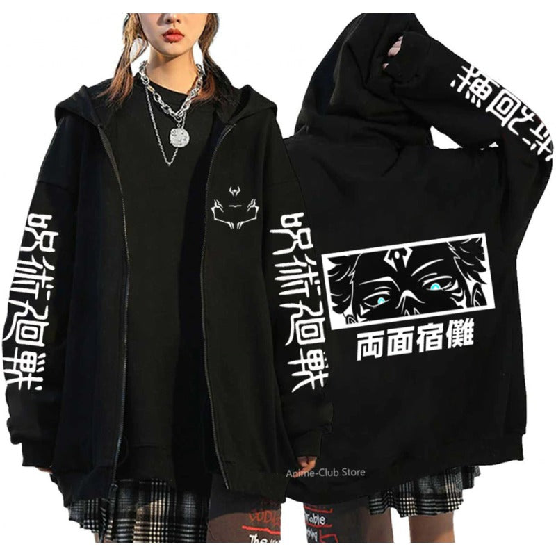 Casual Unisex Anime Graphic Print Zipper Hoodie