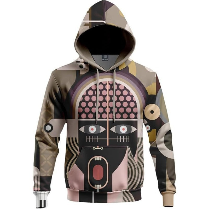 Splicing Pattern Digital Print Hoodie