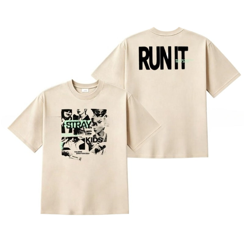 SKZ RUN IT Tour Printed T-Shirt Top