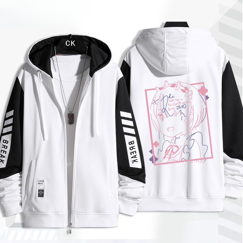 Unisex Anime Pattern Zipper Hoodie