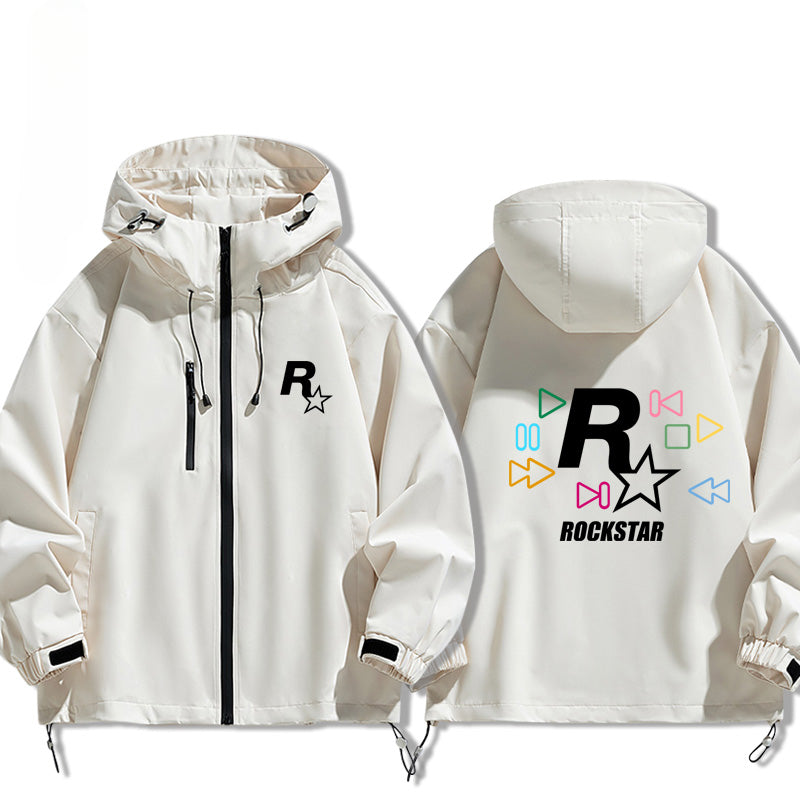 Game R Star Pattern Hooded Loose Jacket