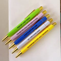 5 Funny OFFENSIVE PENS Ballpoint Pen Set