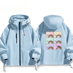 Unisex Anime Printed Zipper Hooded Jacket