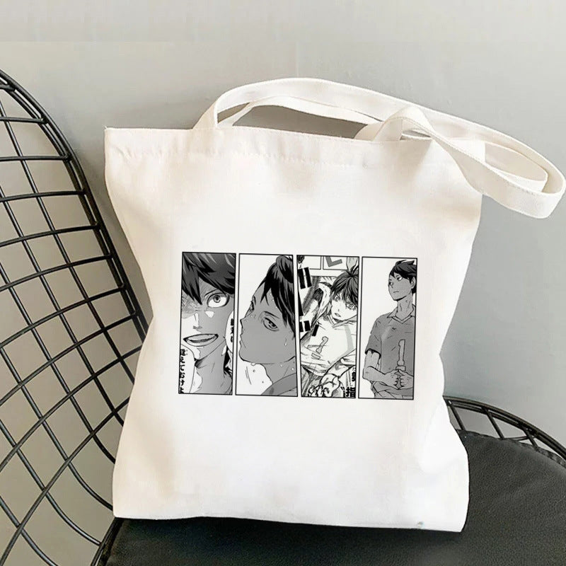 Trendy Anime Printed Canvas Shoulder Tote Bag