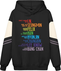 SKZ FAM Lyrics Color Block Pullover Hoodie