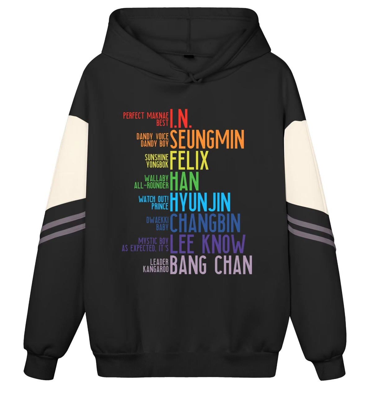 SKZ FAM Lyrics Color Block Pullover Hoodie