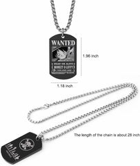 Anime One Piece Wanted Poster Pendant Necklace Stainless Steel Chain Manga Necklace