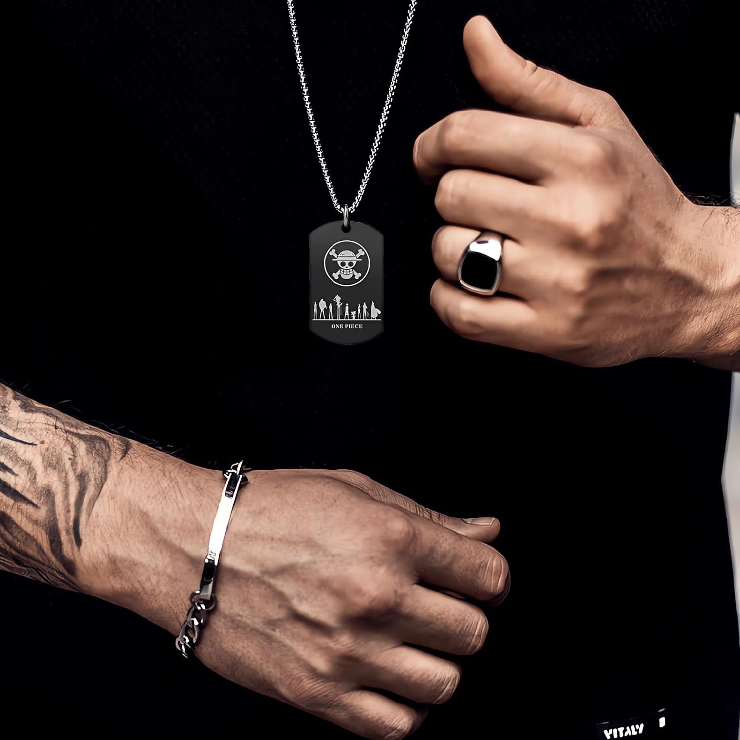 Anime One Piece Wanted Poster Pendant Necklace Stainless Steel Chain Manga Necklace