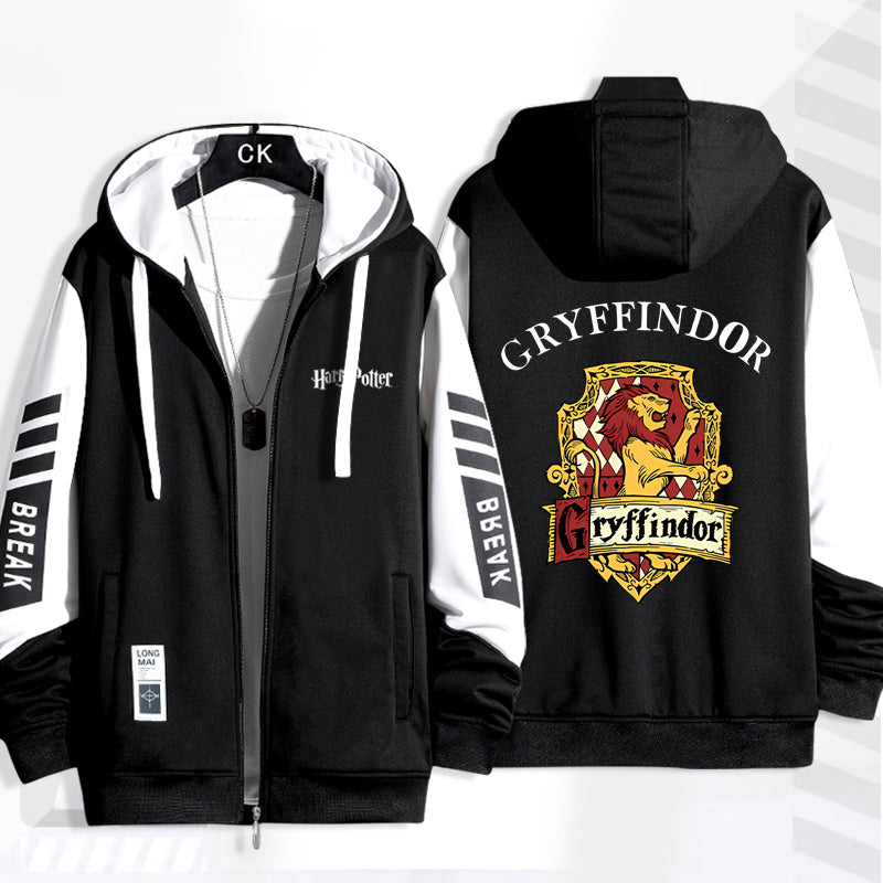 Casual Harry Hogwarts Print Zipper Jacket