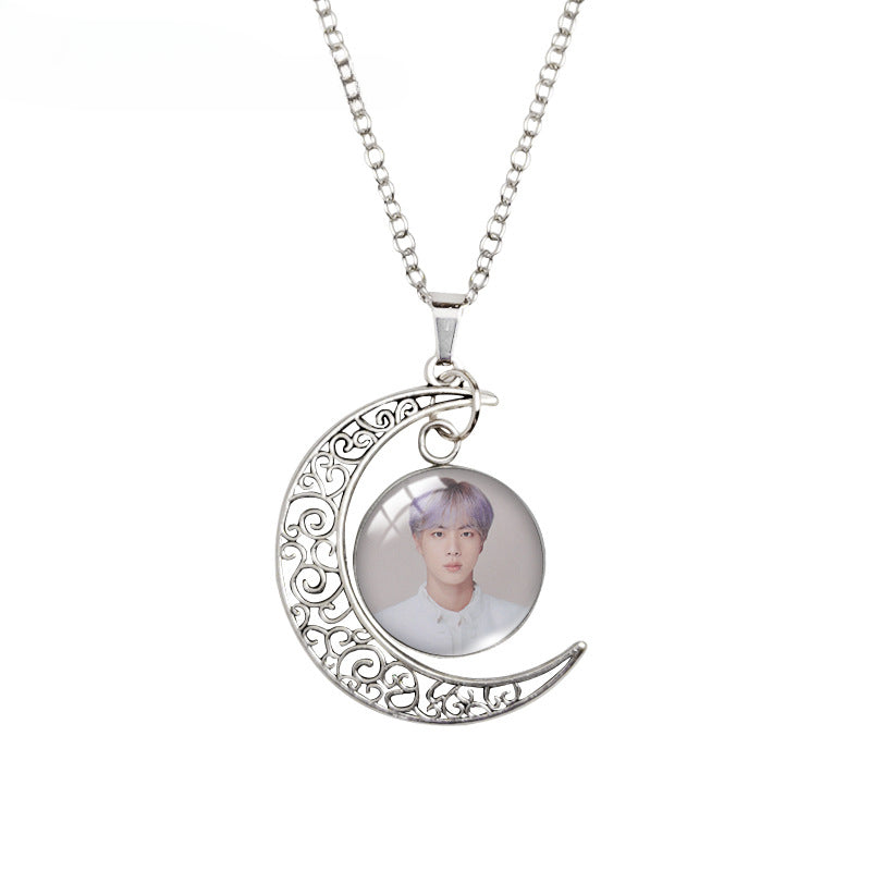 Kpop Moon Time Gem Necklace