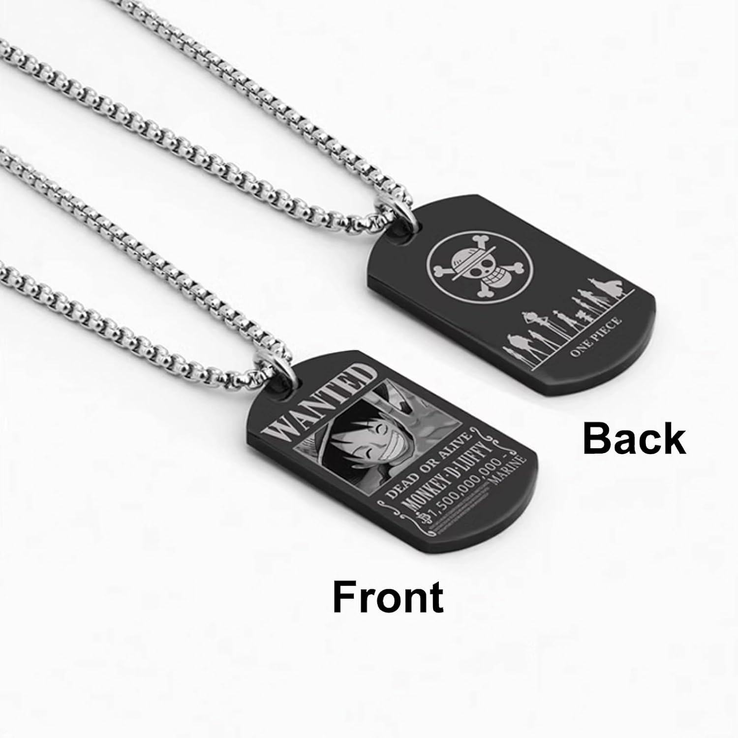 Anime One Piece Wanted Poster Pendant Necklace Stainless Steel Chain Manga Necklace