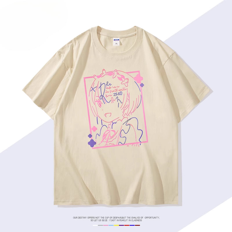 Rem Anime Cotton Short Sleeve Summer T-Shirt