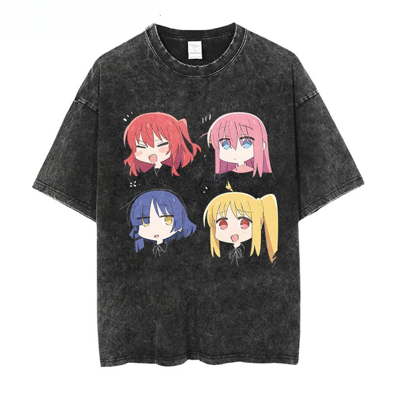 Vintage Anime Washed Short-sleeved T-shirt