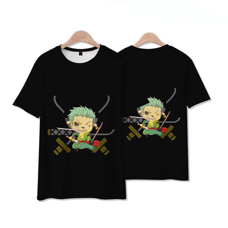 Unisex Luffy Zoro Ace Anime 3D Print Summer T-Shirt