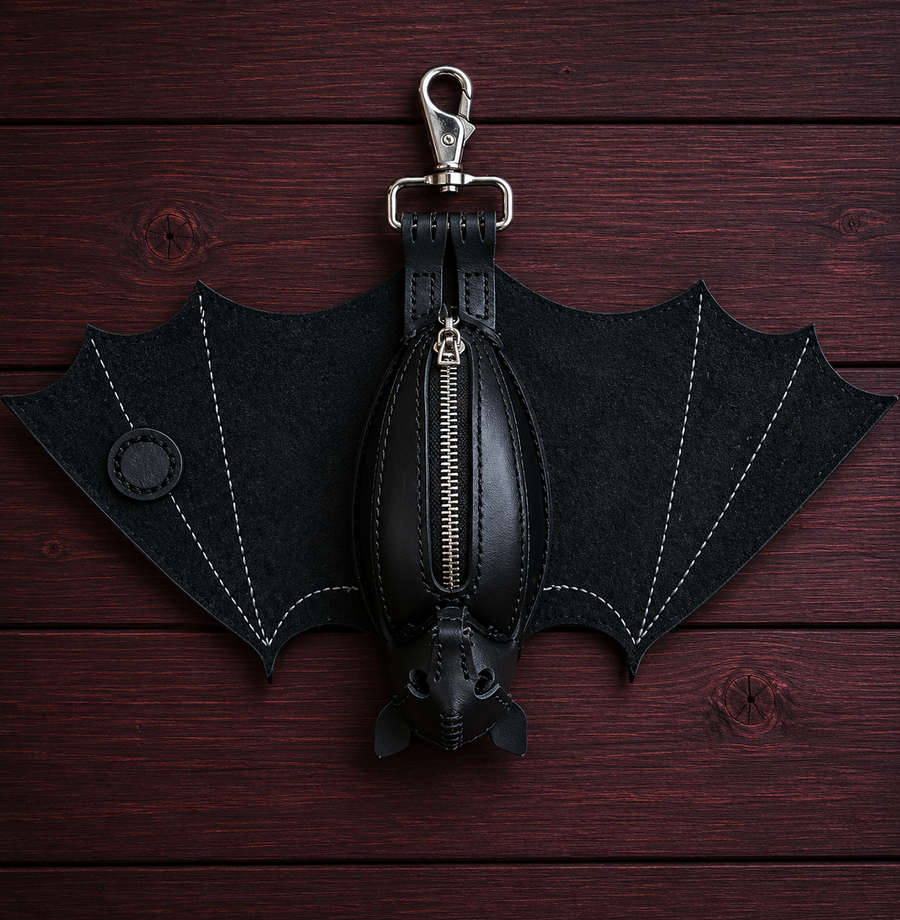 Leather Bat Coin Purse