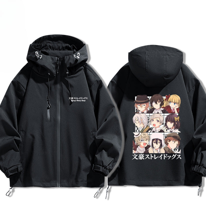 Casual Anime Graphic Print Zipper Hooded Jacket