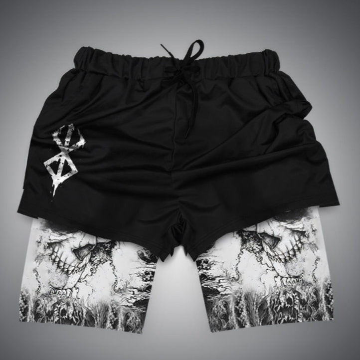 Men's Anime Digital Print Double-layer Fitness Shorts