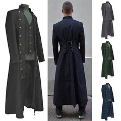 Retro Medieval Stand-up Collar Men's Long Jacket