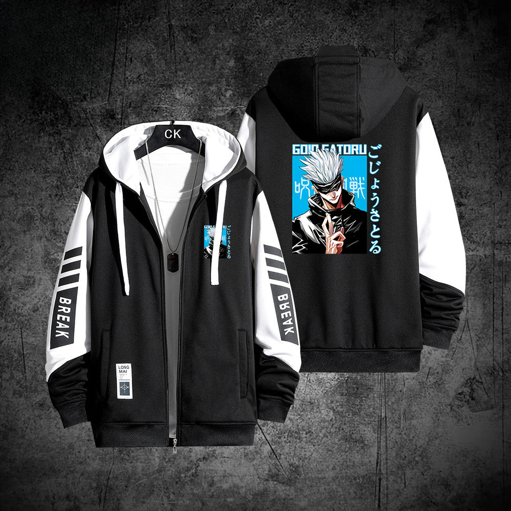 Unisex Casual Anime Zipper Hooded Jacket