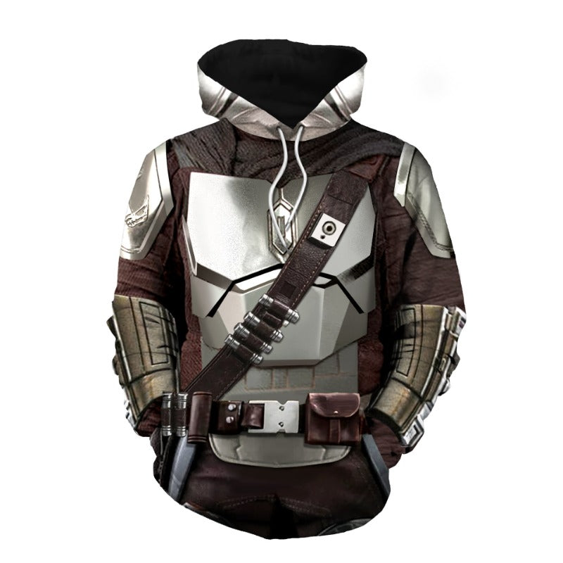 Unisex Mandalorian 3D Cosplay Zip Up Hoodie