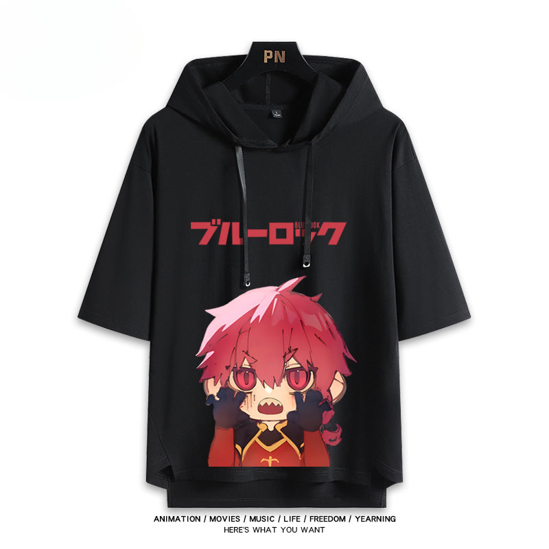 Unisex Anime Cos Short Sleeve Hooded T-Shirt
