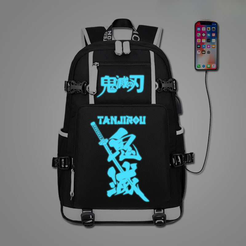 Casual Tanjiro Anime Pattern Luminous Backpack