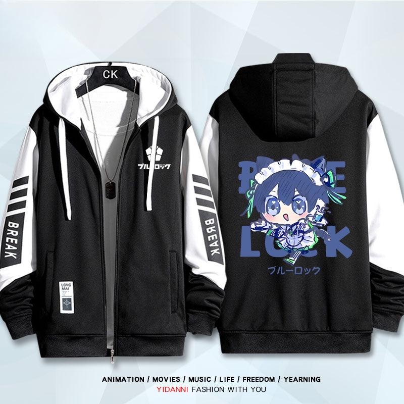 Unisex Anime Print Zipper Loose Hoodie