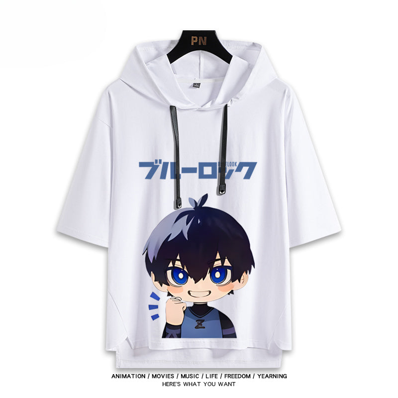 Unisex Anime Cos Short Sleeve Hooded T-Shirt