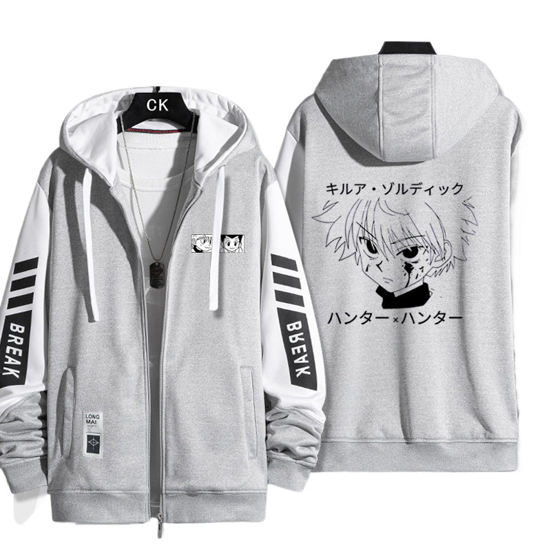 Unisex Anime Graphic Zipper Hooded Jacket
