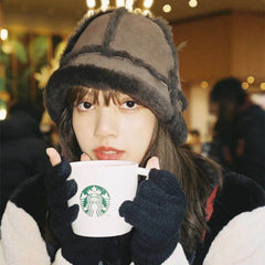 Trendy Lisa Suede Plush Fisherman Hat