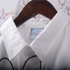 Cute Rabbit Embroidery Loose Lapel Shirt