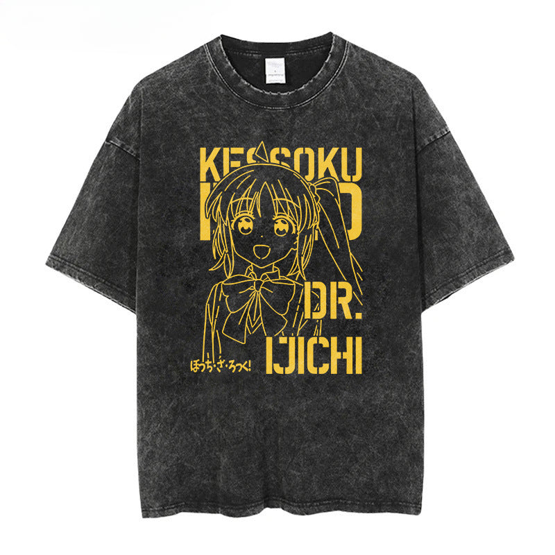 Vintage Anime Washed Short-sleeved T-shirt