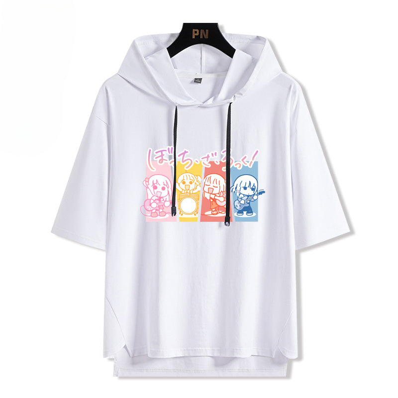 Casual Anime Hooded Short Sleeve T-Shirt