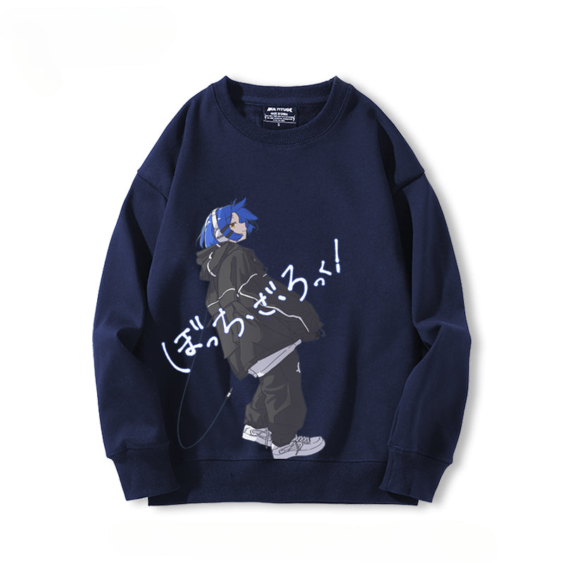 Casual Anime Graphic Crew Neck Sweatshirt